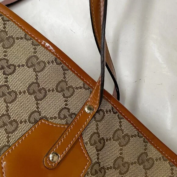 Authentic Gucci Brown Canvas Tote Bag mn390-112725